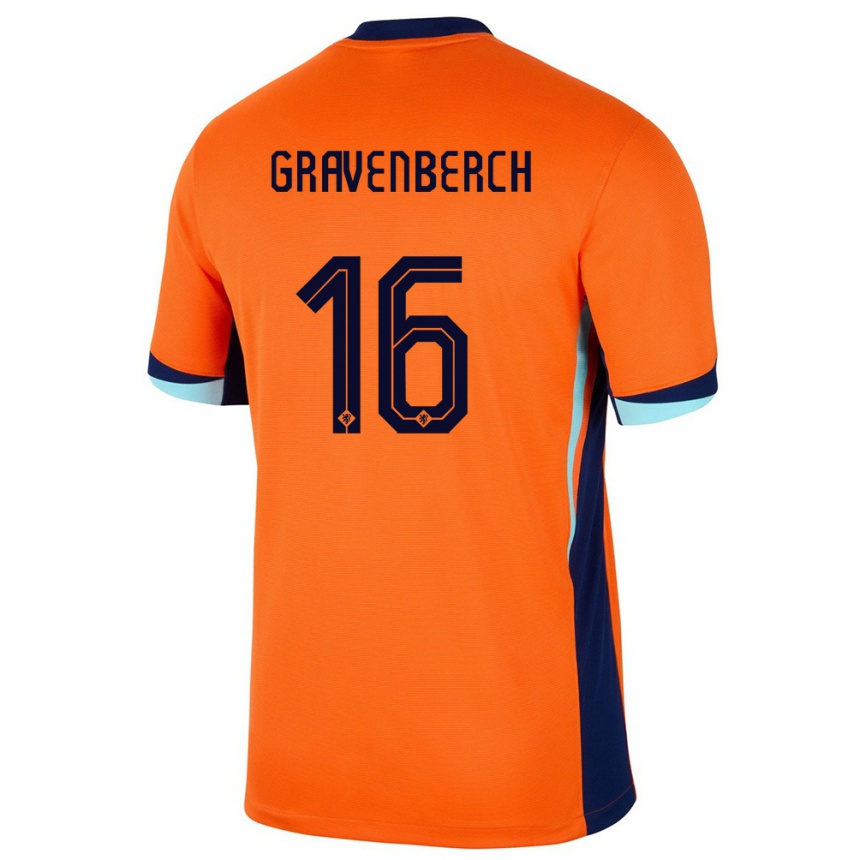 キッズフットボールオランダライアン・グラフェンベルフ #16オレンジホームシャツ24-26ジャージーユニフォーム