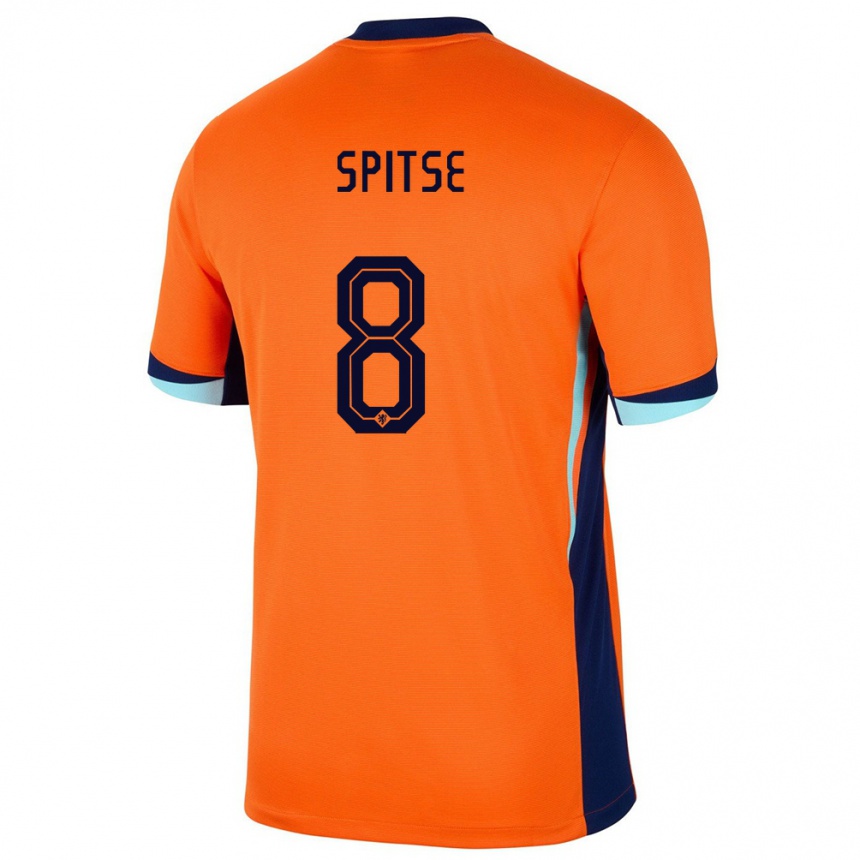 キッズフットボールオランダシェリダ・スピツェ#8オレンジホームシャツ24-26ジャージーユニフォーム