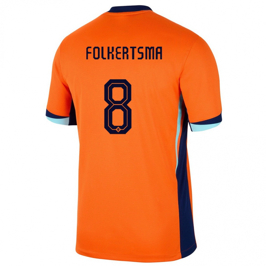 キッズフットボールオランダシスカ・フォルケルツマ#8オレンジホームシャツ24-26ジャージーユニフォーム