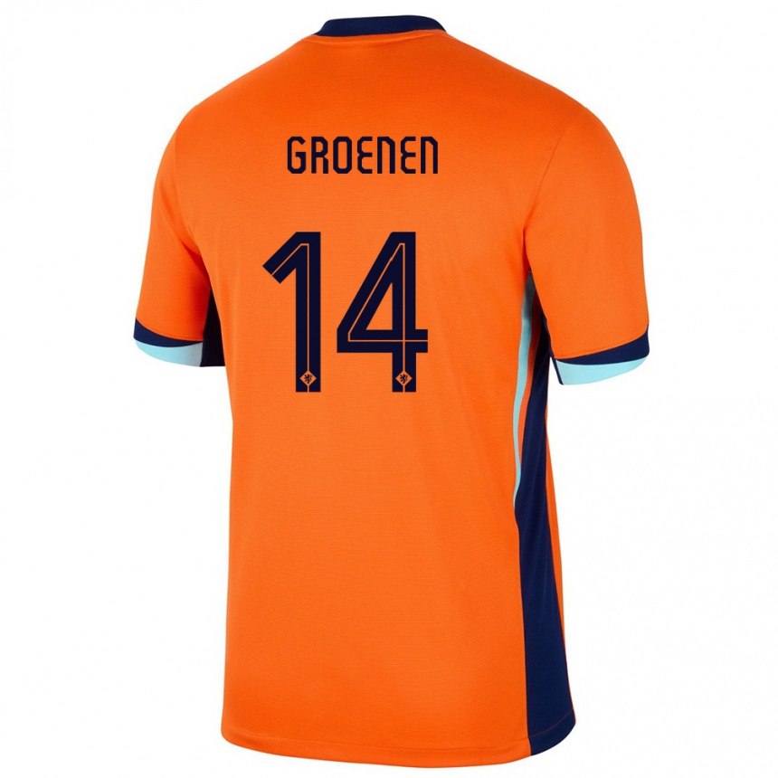 キッズフットボールオランダジャキー・フルーネン#14オレンジホームシャツ24-26ジャージーユニフォーム