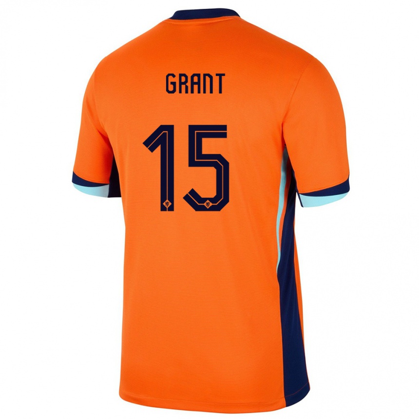 キッズフットボールオランダチャシティ・グラント#15オレンジホームシャツ24-26ジャージーユニフォーム