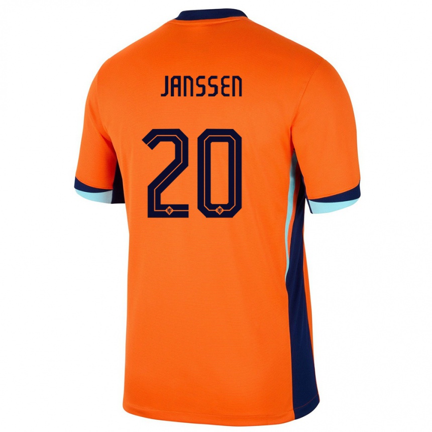キッズフットボールオランダドミニク・ヤンセン#20オレンジホームシャツ24-26ジャージーユニフォーム