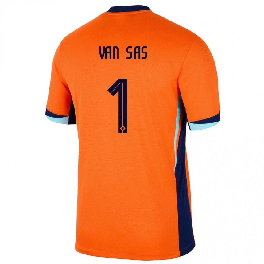 キッズフットボールオランダミッキー・ファン・サス#1オレンジホームシャツ24-26ジャージーユニフォーム