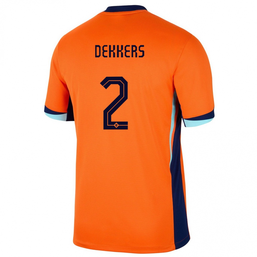 キッズフットボールオランダセム・デッカー#2オレンジホームシャツ24-26ジャージーユニフォーム