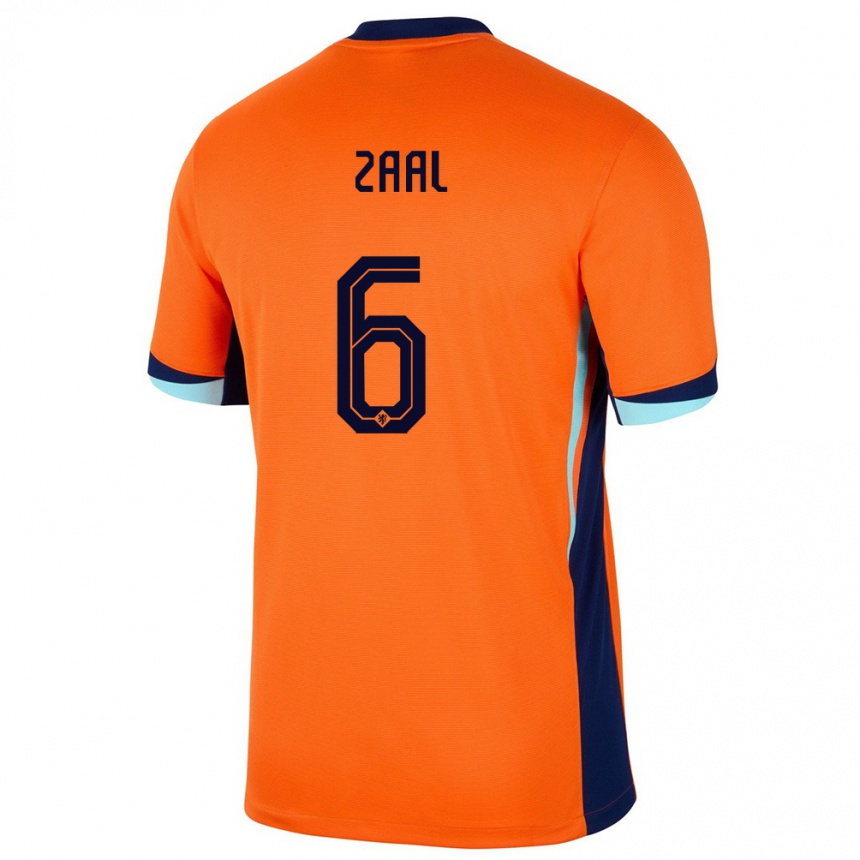 キッズフットボールオランダティモ・ザール#6オレンジホームシャツ24-26ジャージーユニフォーム
