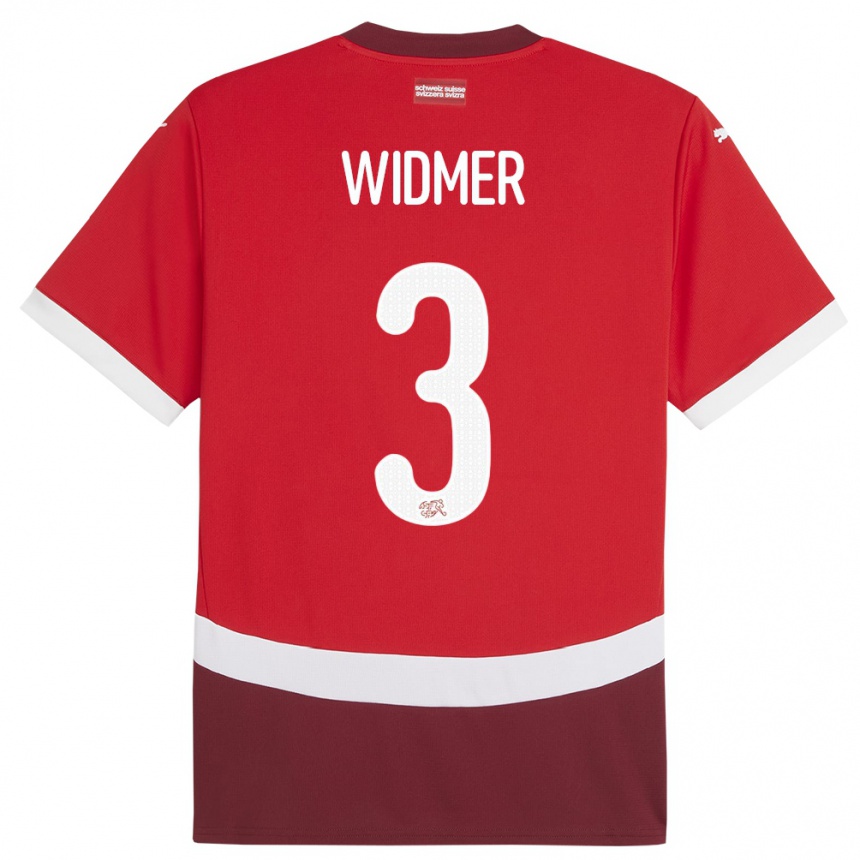 キッズフットボールスイスシルヴァン・ヴィドマー#3赤ホームシャツ24-26ジャージーユニフォーム