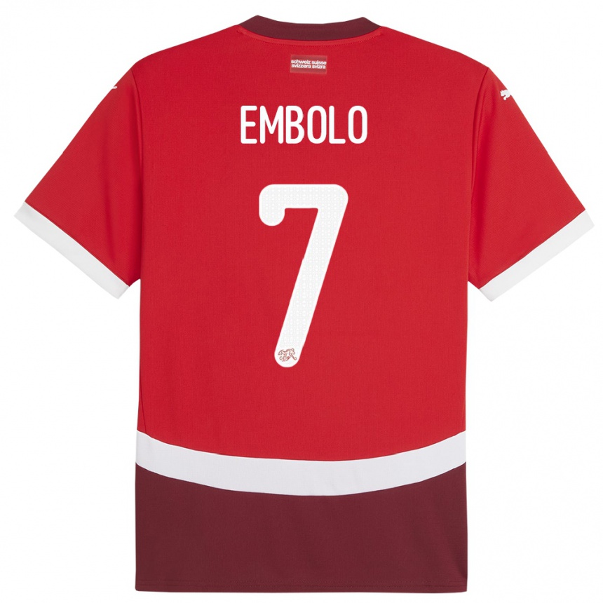 キッズフットボールスイスブレール・エンボロ#7赤ホームシャツ24-26ジャージーユニフォーム