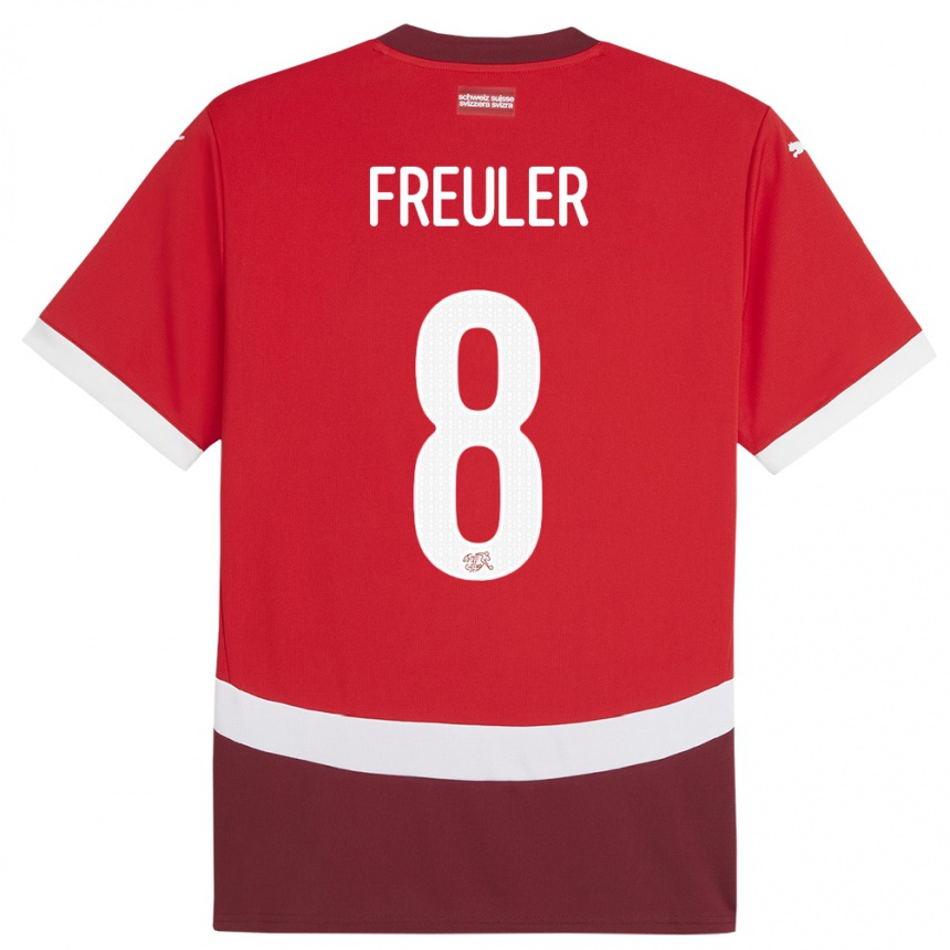 キッズフットボールスイスレモ・フロイラー#8赤ホームシャツ24-26ジャージーユニフォーム