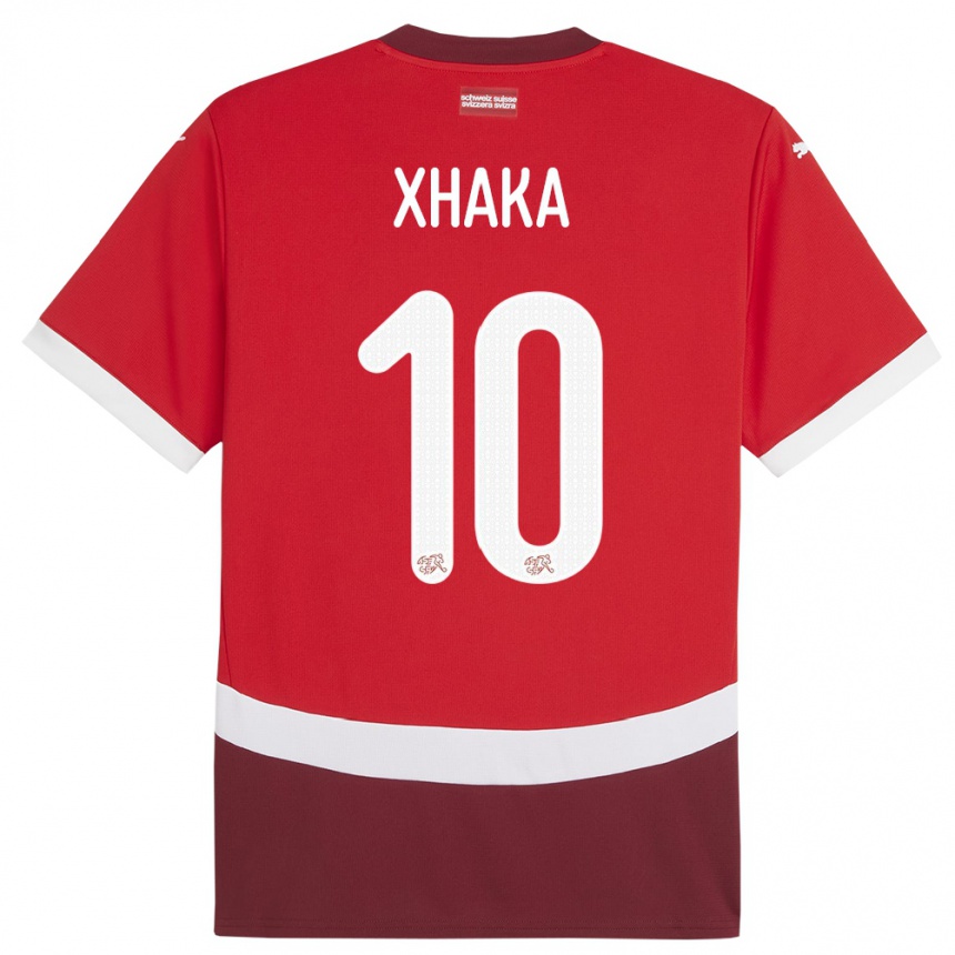 キッズフットボールスイスグラニト・ジャカ#10赤ホームシャツ24-26ジャージーユニフォーム