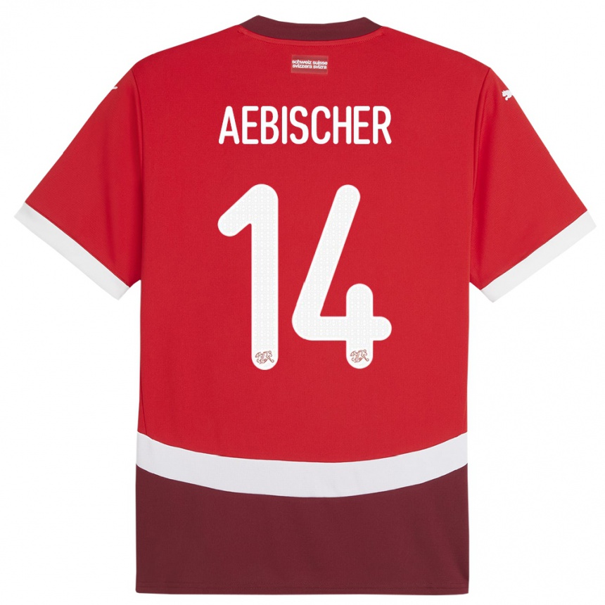 キッズフットボールスイスミシェル・アエビシェール#14赤ホームシャツ24-26ジャージーユニフォーム