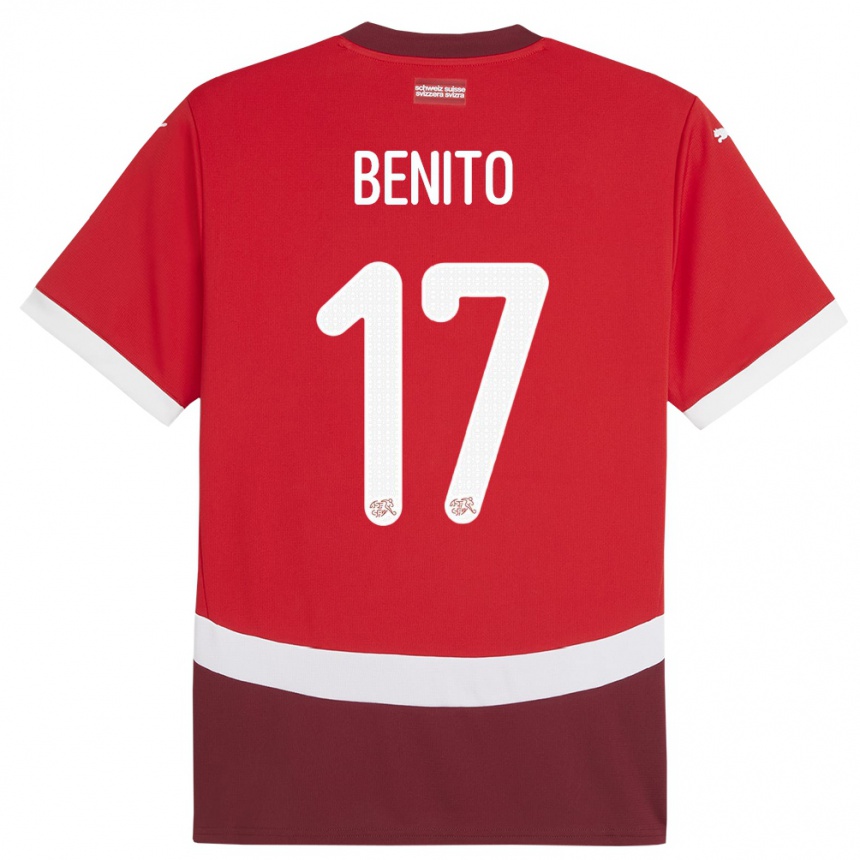 キッズフットボールスイスロリス・ベニト#17赤ホームシャツ24-26ジャージーユニフォーム