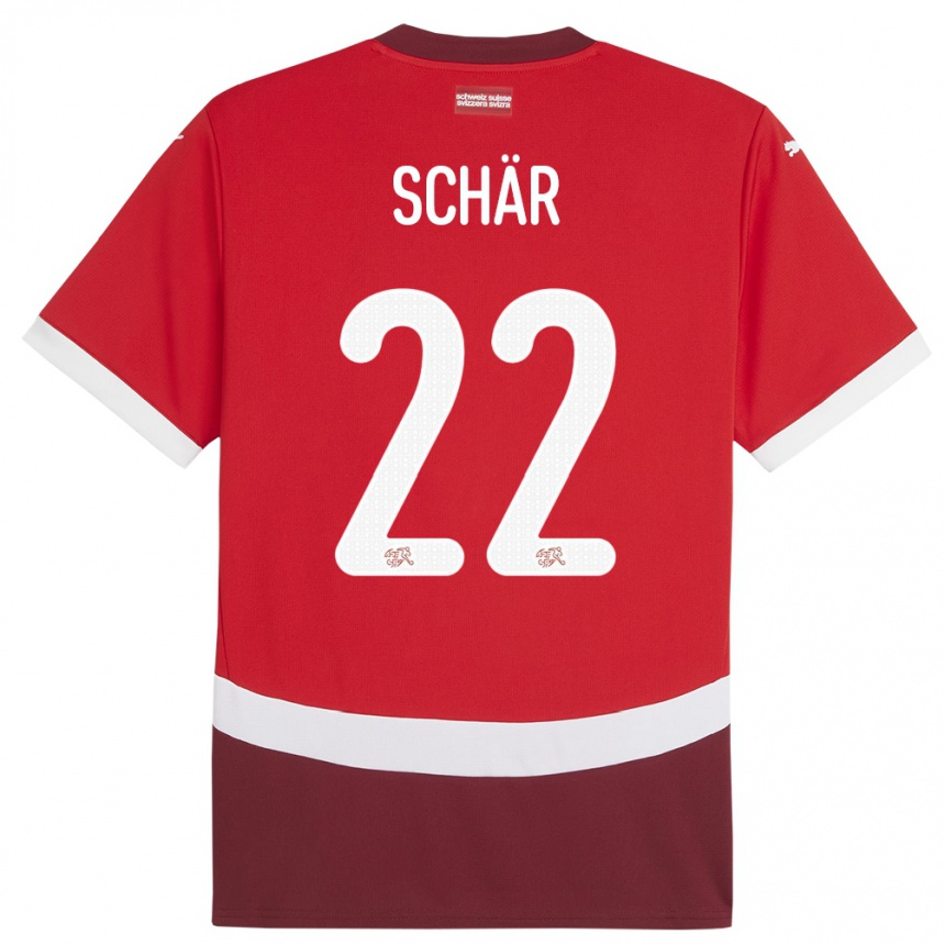キッズフットボールスイスファビアン・シェア#22赤ホームシャツ24-26ジャージーユニフォーム