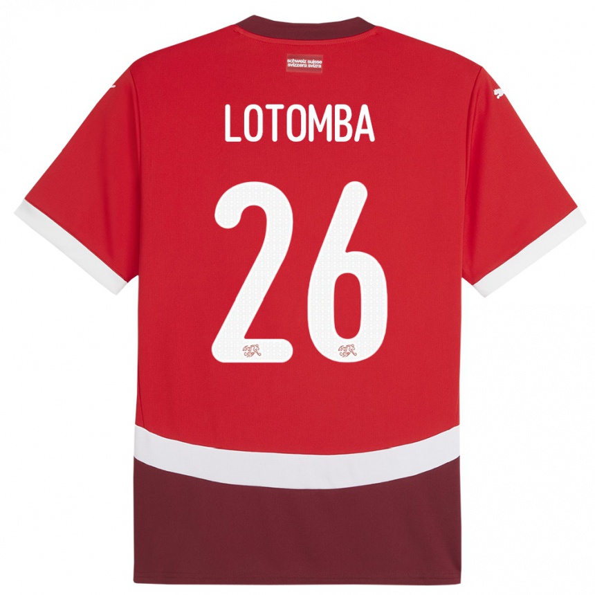 キッズフットボールスイスジョルダン・ロトンバ#26赤ホームシャツ24-26ジャージーユニフォーム