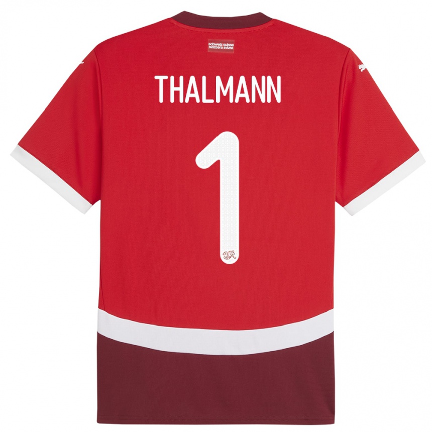キッズフットボールスイスガエル・テールマン#1赤ホームシャツ24-26ジャージーユニフォーム