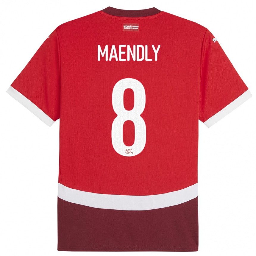 キッズフットボールスイスサンディ・メンドリー#8赤ホームシャツ24-26ジャージーユニフォーム