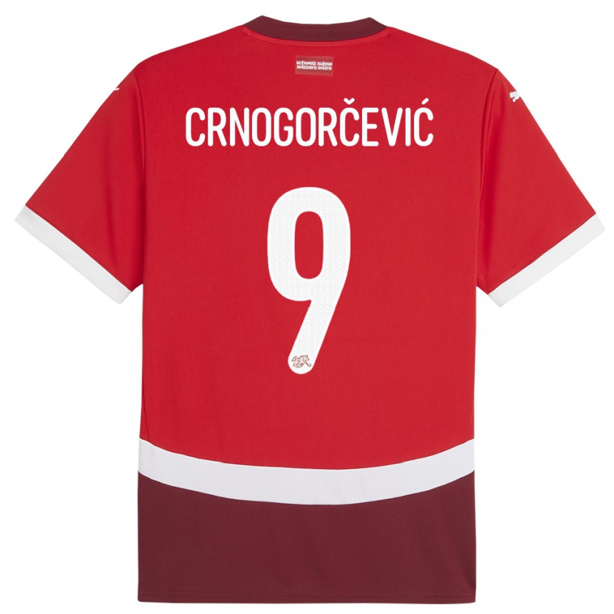 キッズフットボールスイスアナ-マリア・クルノゴルチェビッチ#9赤ホームシャツ24-26ジャージーユニフォーム