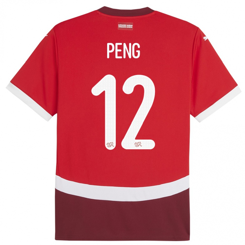 キッズフットボールスイスリヴィア・マイテ・ペン#12赤ホームシャツ24-26ジャージーユニフォーム