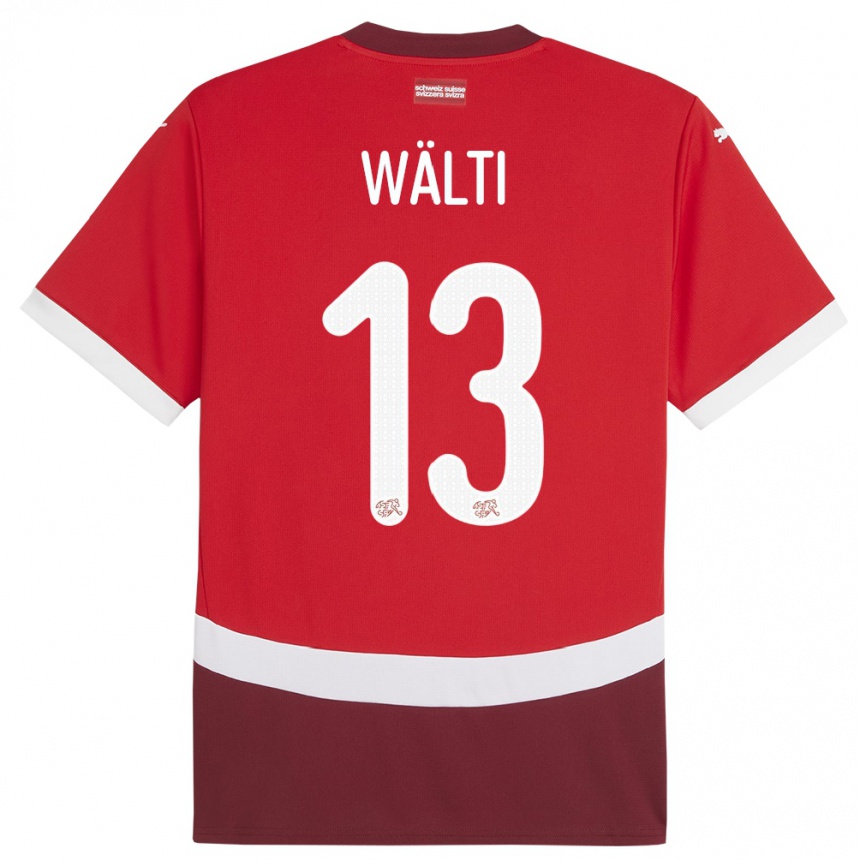キッズフットボールスイスリア・ウェルティ#13赤ホームシャツ24-26ジャージーユニフォーム
