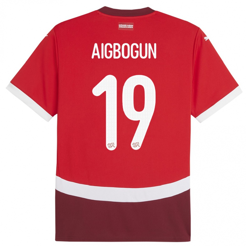 キッズフットボールスイスエセオサ アイボグン#19赤ホームシャツ24-26ジャージーユニフォーム