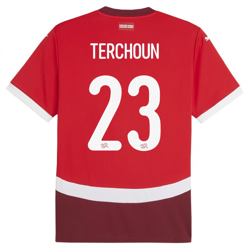 キッズフットボールスイスメリアメ・テルチュン#23赤ホームシャツ24-26ジャージーユニフォーム