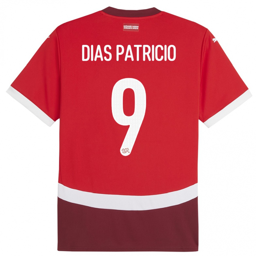 キッズフットボールスイスアレクサンドル・ディーアス・パトリシオ#9赤ホームシャツ24-26ジャージーユニフォーム