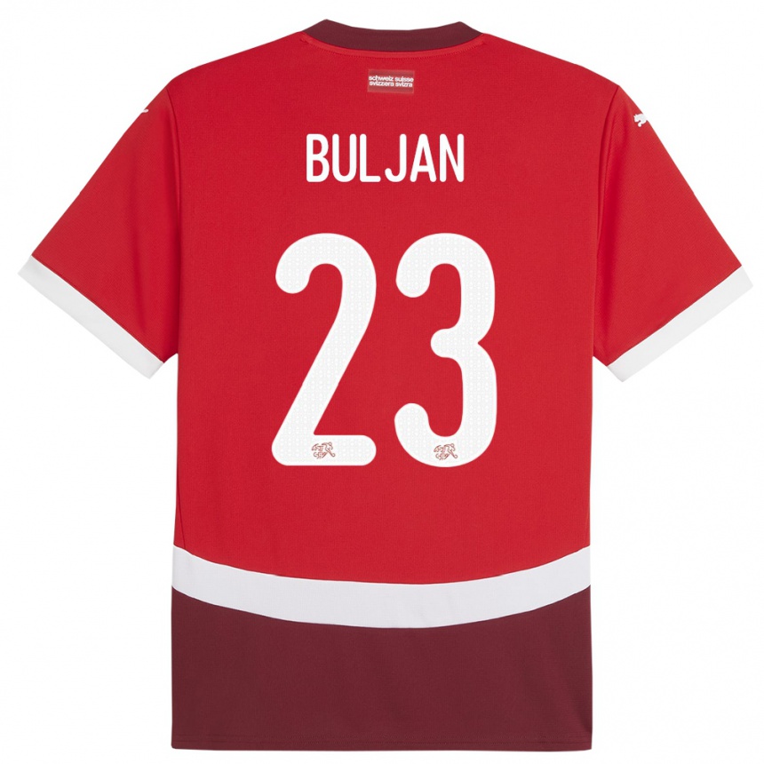 キッズフットボールスイスレオ・ブルジャン#23赤ホームシャツ24-26ジャージーユニフォーム