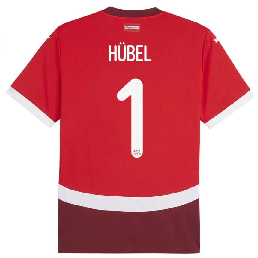 キッズフットボールスイスマービン・ヒューベル#1赤ホームシャツ24-26ジャージーユニフォーム