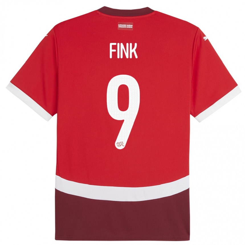 キッズフットボールスイスブラッドレイ・フィンク#9赤ホームシャツ24-26ジャージーユニフォーム