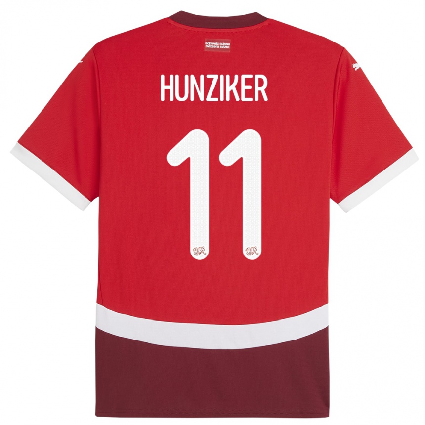 キッズフットボールスイスアンドリン・ハンジカー#11赤ホームシャツ24-26ジャージーユニフォーム