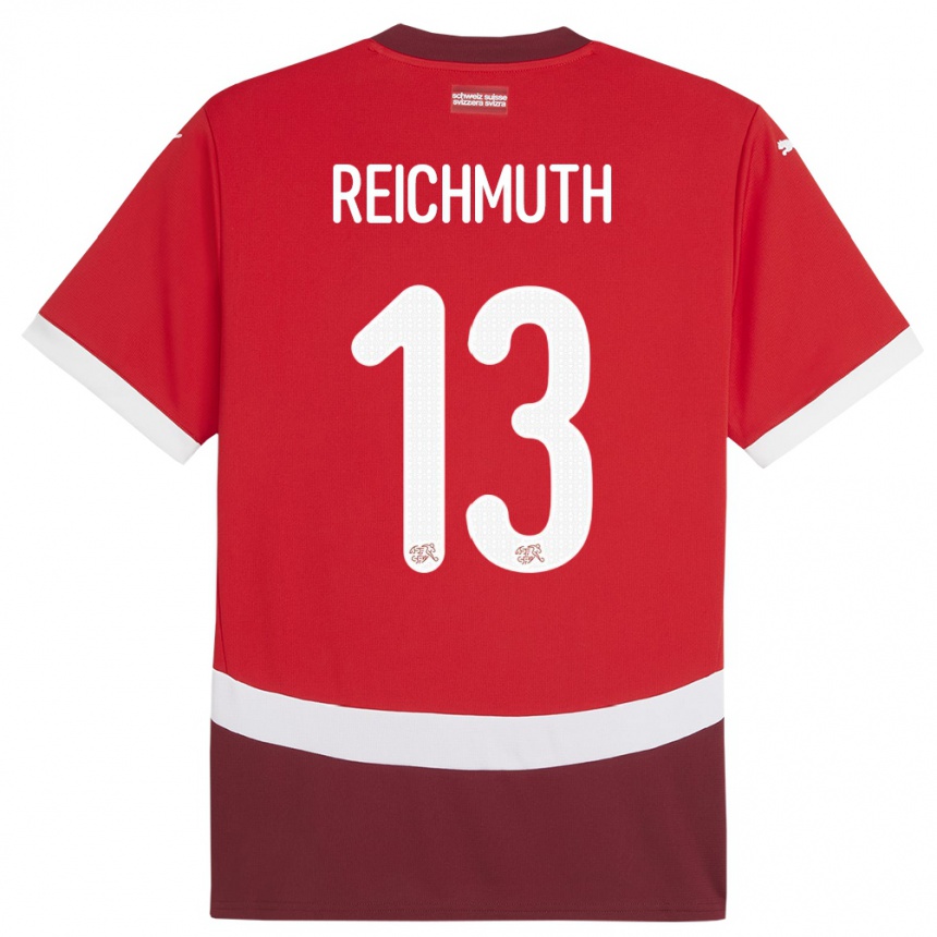 キッズフットボールスイスミゲル・ライヒムース#13赤ホームシャツ24-26ジャージーユニフォーム