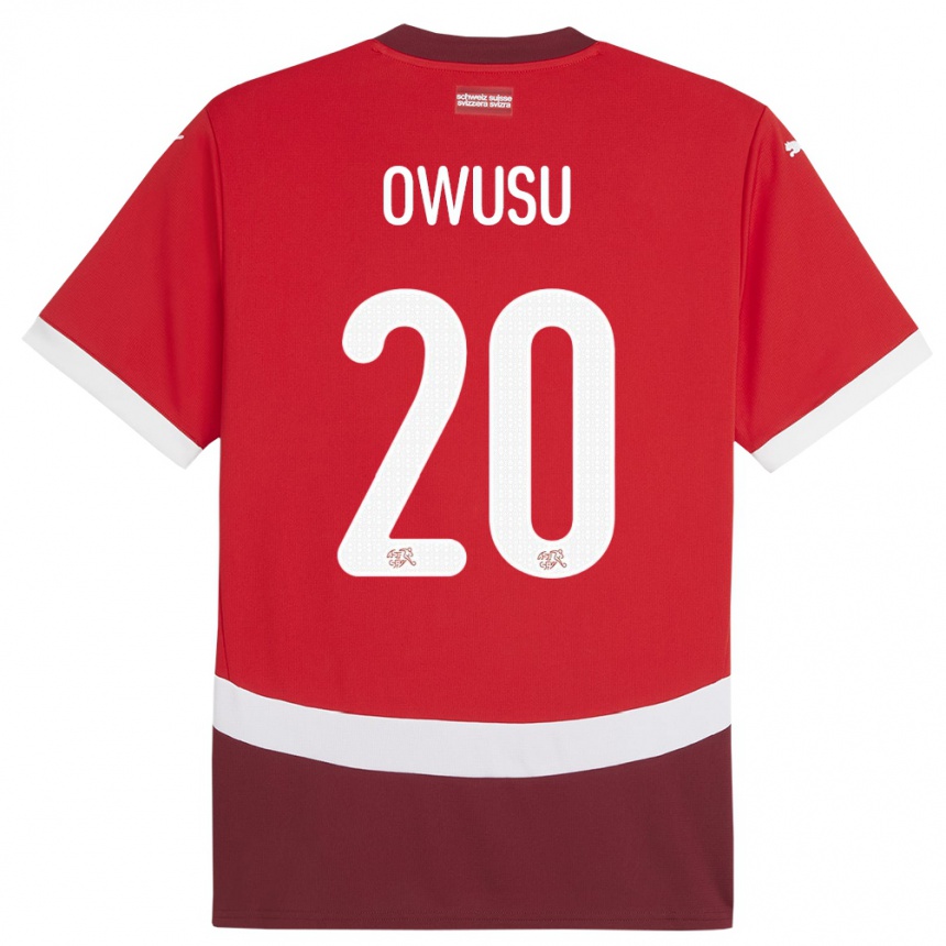 キッズフットボールスイスタイロン・オウス#20赤ホームシャツ24-26ジャージーユニフォーム