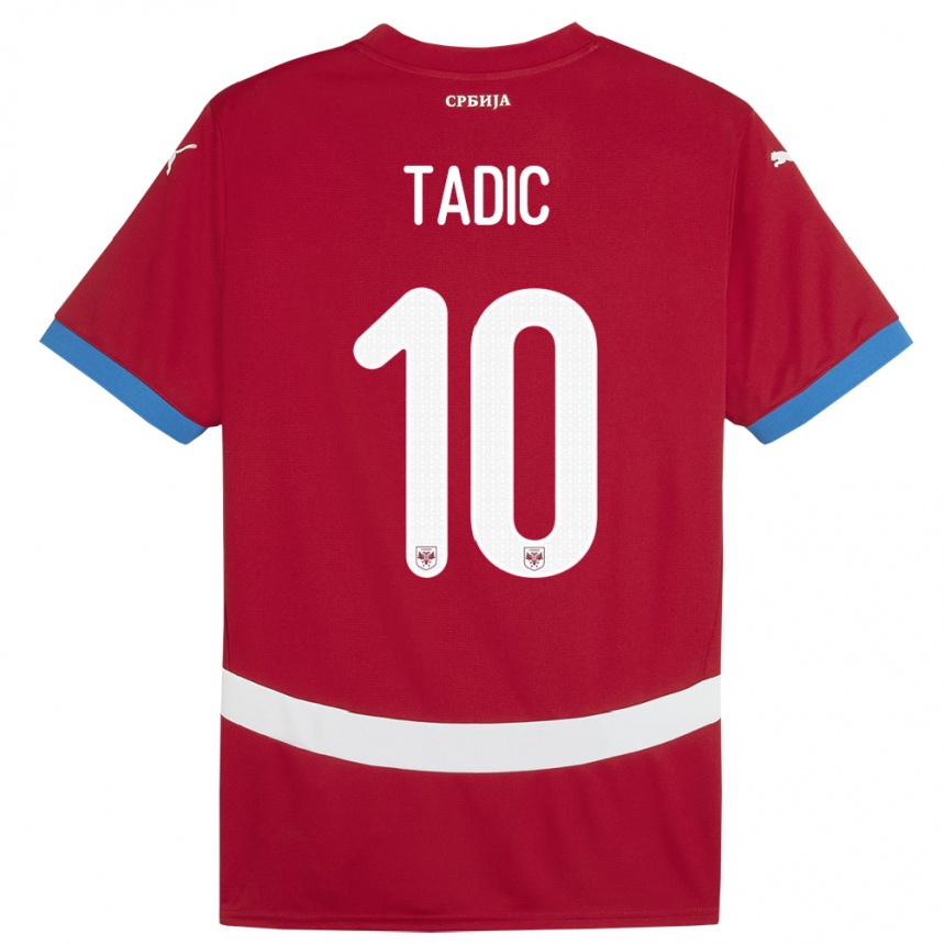 キッズフットボールセルビアドゥシャン・タディッチ #10赤ホームシャツ24-26ジャージーユニフォーム