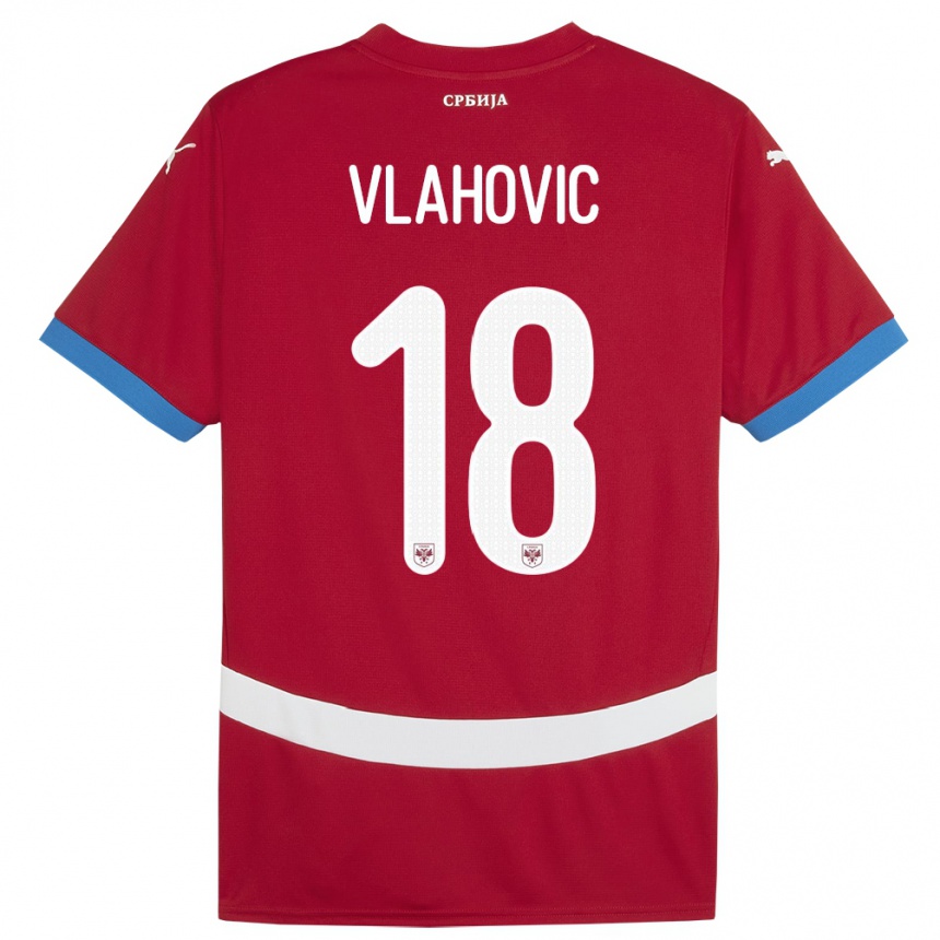 キッズフットボールセルビアドゥシャン・ヴラホヴィッチ#18赤ホームシャツ24-26ジャージーユニフォーム