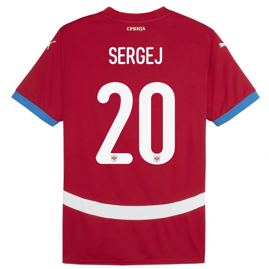 キッズフットボールセルビアセルゲイ・ミリンコヴィッチ＝サヴィッチ#20赤ホームシャツ24-26ジャージーユニフォーム