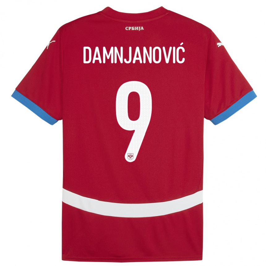 キッズフットボールセルビアヨバナ・ダムンヤノビッチ#9赤ホームシャツ24-26ジャージーユニフォーム