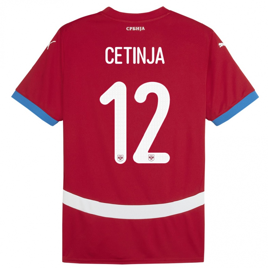 キッズフットボールセルビアサラ・セティニャ#12赤ホームシャツ24-26ジャージーユニフォーム