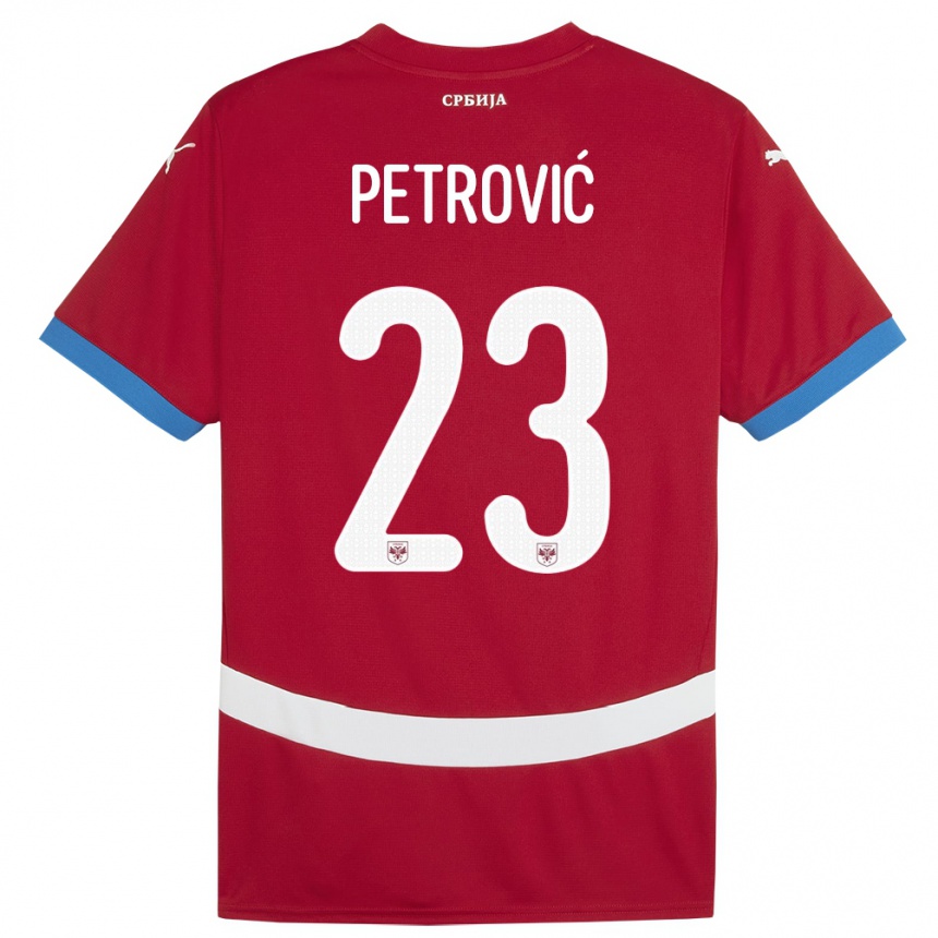 キッズフットボールセルビアヨバナ・ペトロヴィッチ#23赤ホームシャツ24-26ジャージーユニフォーム