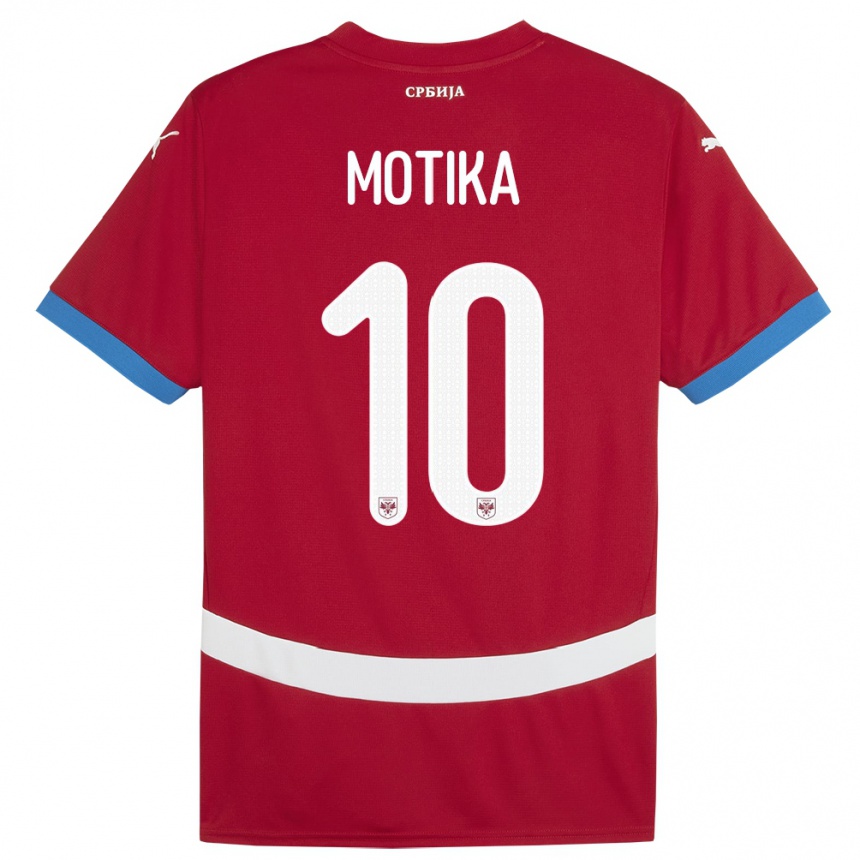キッズフットボールセルビアネマニャ・モティカ#10赤ホームシャツ24-26ジャージーユニフォーム