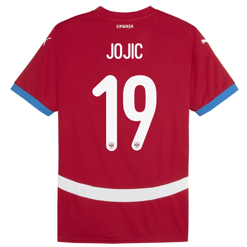 キッズフットボールセルビアニコラ・ヨイッチ#19赤ホームシャツ24-26ジャージーユニフォーム