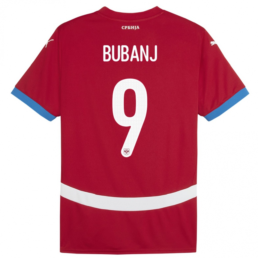 キッズフットボールセルビアマテヤ・ブバンジ#9赤ホームシャツ24-26ジャージーユニフォーム