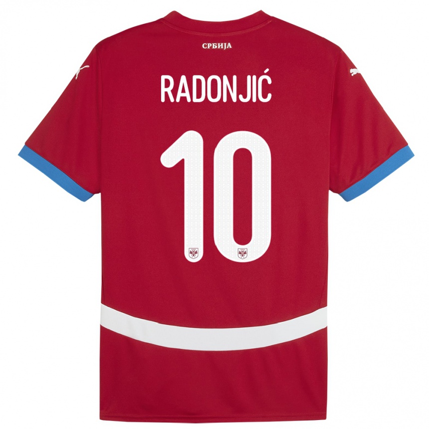 キッズフットボールセルビアマテヤ・ラドニッチ#10赤ホームシャツ24-26ジャージーユニフォーム