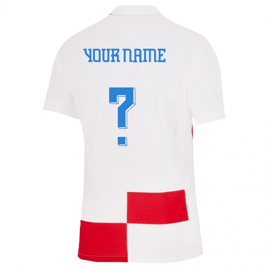 キッズフットボールクロアチアあなたの名前#0赤、白ホームシャツ24-26ジャージーユニフォーム