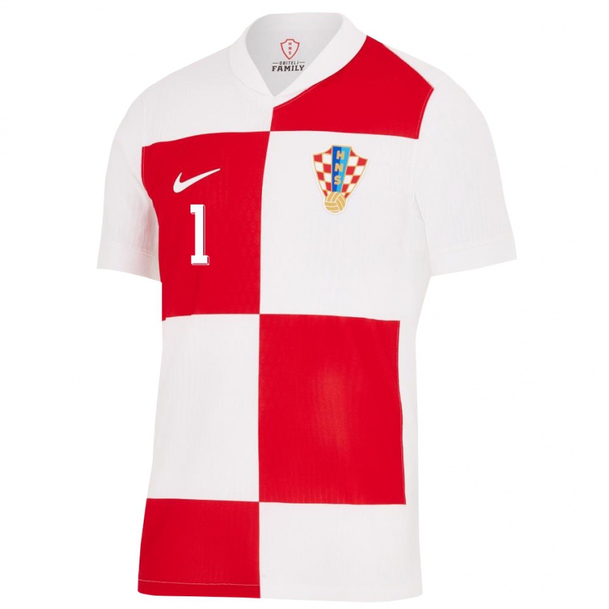 キッズフットボールクロアチアドリス・ベーシック#1赤、白ホームシャツ24-26ジャージーユニフォーム