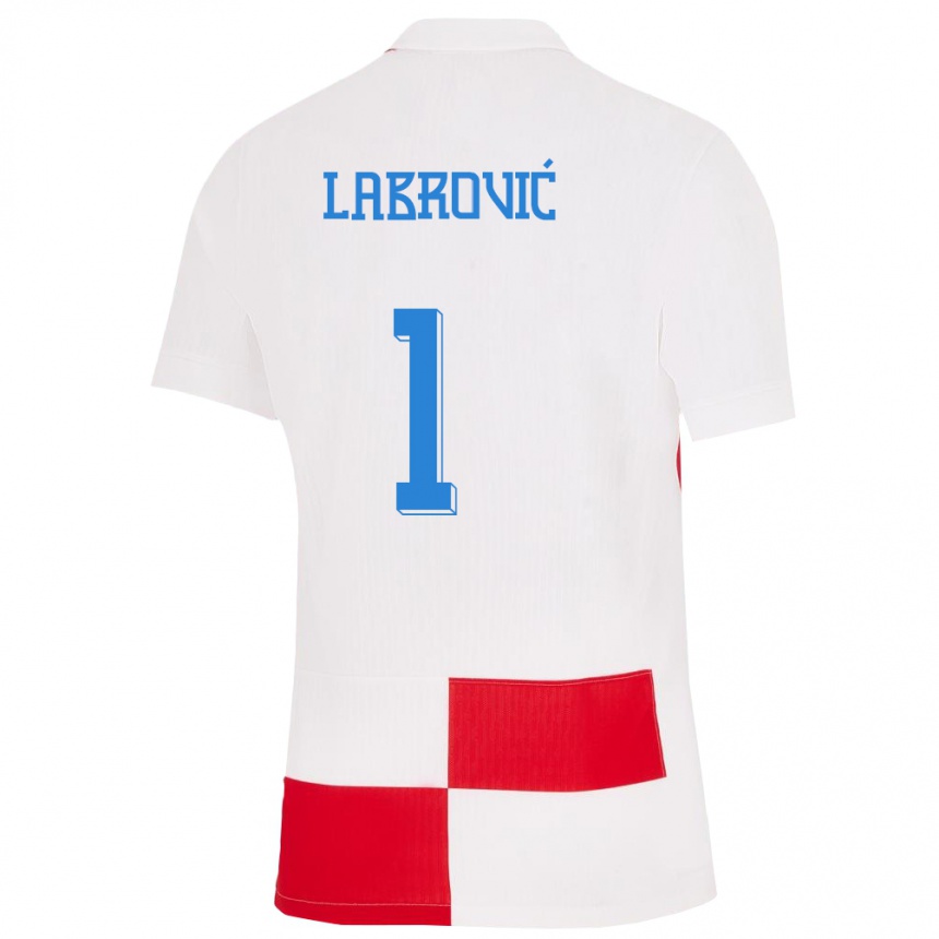 キッズフットボールクロアチアネディリコ・ラブロヴィッチ#1赤、白ホームシャツ24-26ジャージーユニフォーム