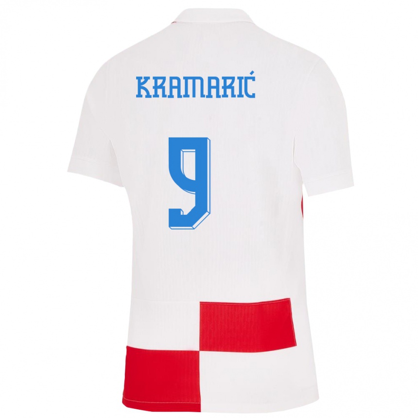 キッズフットボールクロアチアアンドレイ・クラマリッチ#9赤、白ホームシャツ24-26ジャージーユニフォーム