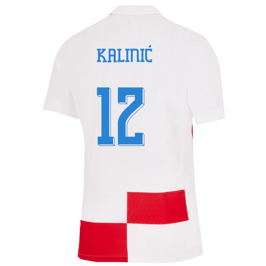キッズフットボールクロアチアロヴレ・カリニッチ#12赤、白ホームシャツ24-26ジャージーユニフォーム