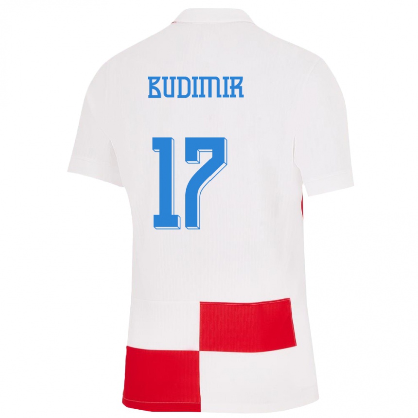 キッズフットボールクロアチアアンテ・ブディミル#17赤、白ホームシャツ24-26ジャージーユニフォーム