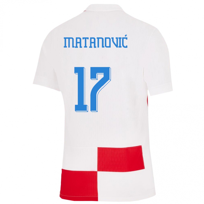 キッズフットボールクロアチアイゴール・マタノビッチ#17赤、白ホームシャツ24-26ジャージーユニフォーム
