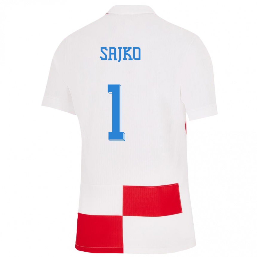 キッズフットボールクロアチアティン・サーコ#1赤、白ホームシャツ24-26ジャージーユニフォーム