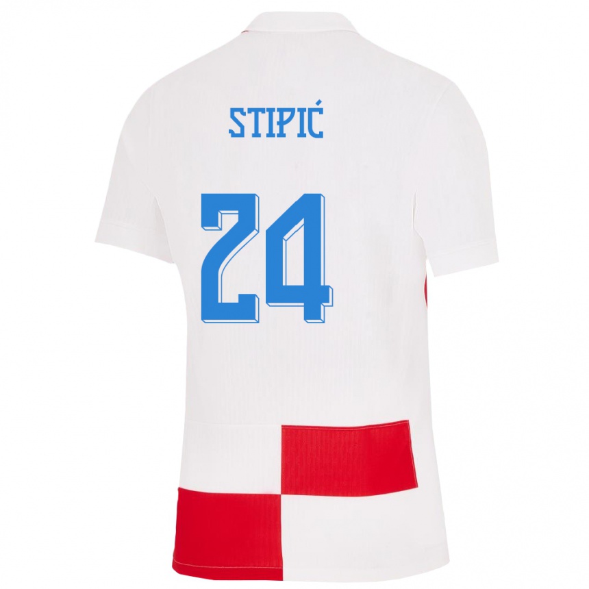 キッズフットボールクロアチアミハエル・スティピック#24赤、白ホームシャツ24-26ジャージーユニフォーム